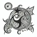 Bosnian crescent moon and star tattoo design idea