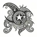 Bosnian crescent moon and star tattoo design idea