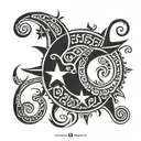 Bosnian crescent moon and star tattoo design idea
