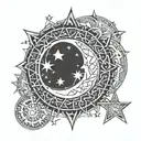 Islamic moon and star tattoo design idea