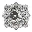 Islamic moon and star tattoo design idea