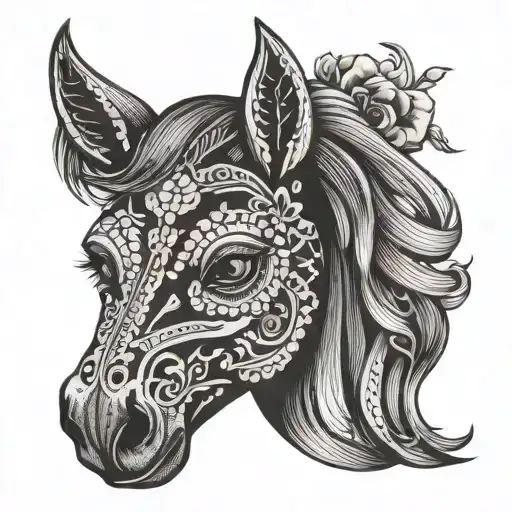 day of the dead horse head tattoo design idea