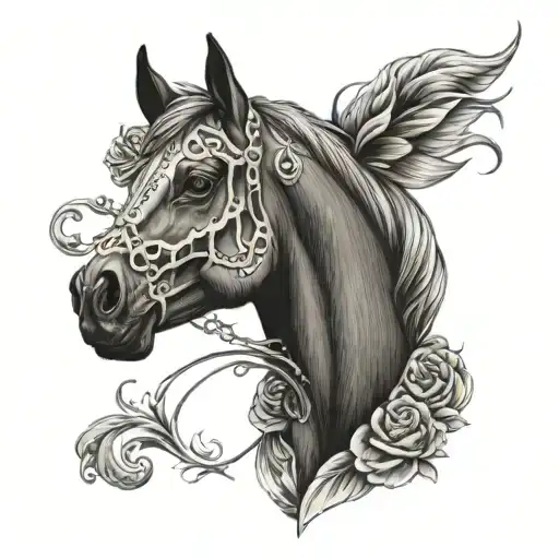 day of the dead horse head tattoo design idea