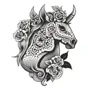 day of the dead horse head tattoo design idea
