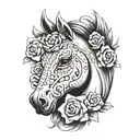 day of the dead horse head tattoo design idea