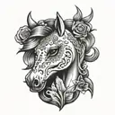 day of the dead horse head tattoo design idea