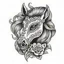 day of the dead horse head tattoo design idea