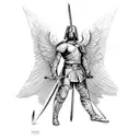 Male Warrior Angel With Sword tattoo design idea