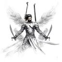 Male Warrior Angel With Sword tattoo design idea