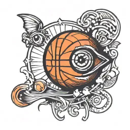 A basketball merging with an eye to symbolize precision and focus tattoo design idea