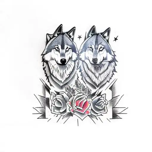 two wolves with text ( what is the most important step a man can take) tattoo design idea