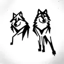 two wolves with text ( what is the most important step a man can take) tattoo design idea