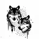 two wolves with text ( what is the most important step a man can take) tattoo design idea