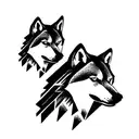 two wolves with text ( what is the most important step a man can take) tattoo design idea