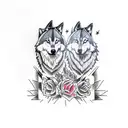 two wolves with text ( what is the most important step a man can take) tattoo design idea