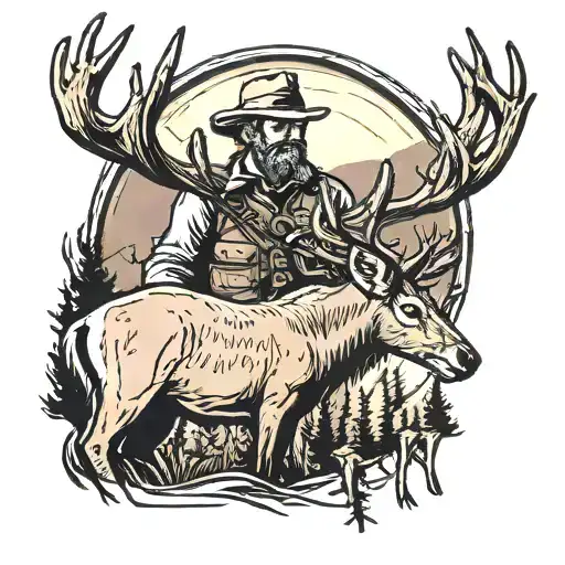 tattoo where Arthur Morgan from the game red dead redemption 2 looks at the deer from his dream for the forearm. Black a tattoo design idea