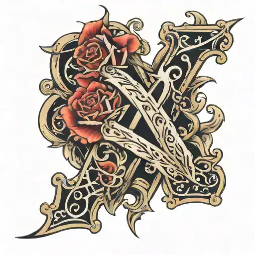 M N K letters tattoo design idea