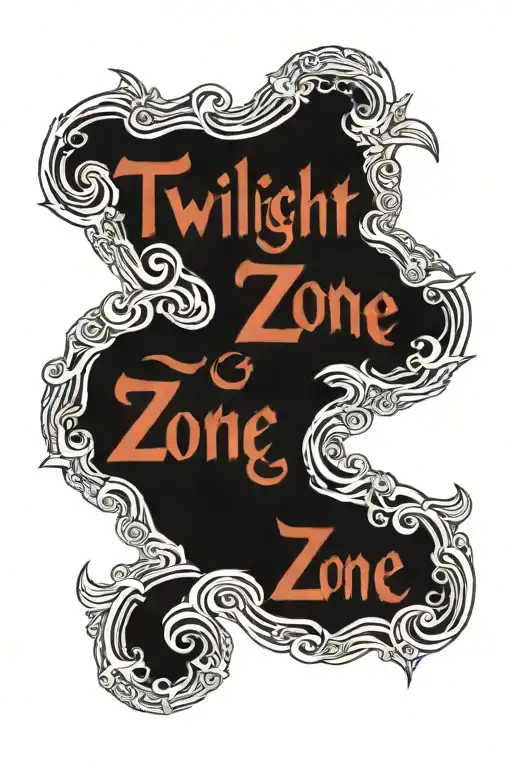 twilight zone spiral with mystic seer in middle and the words Ask Me A Yes Or No Question tattoo design idea