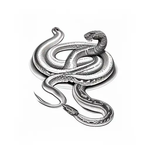 old school with snake and statue tattoo design idea