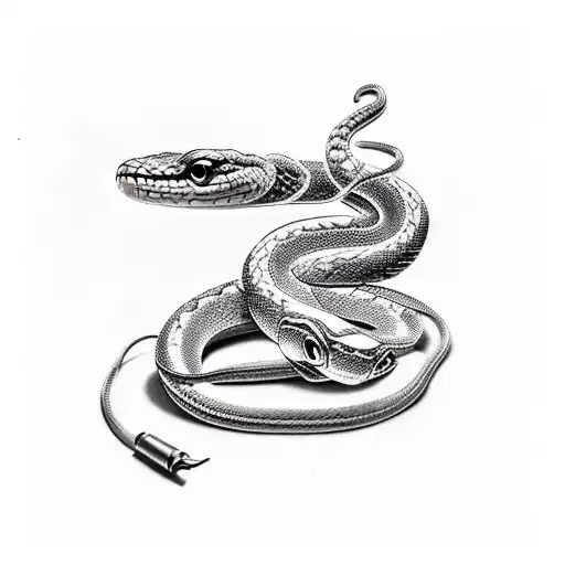 old school with snake and statue tattoo design idea