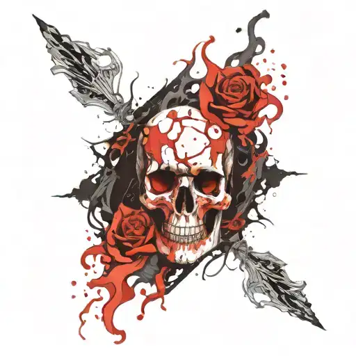 flames and skulls tattoo design idea