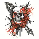 flames and skulls tattoo design idea