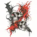 flames and skulls tattoo design idea