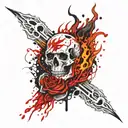 flames and skulls tattoo design idea