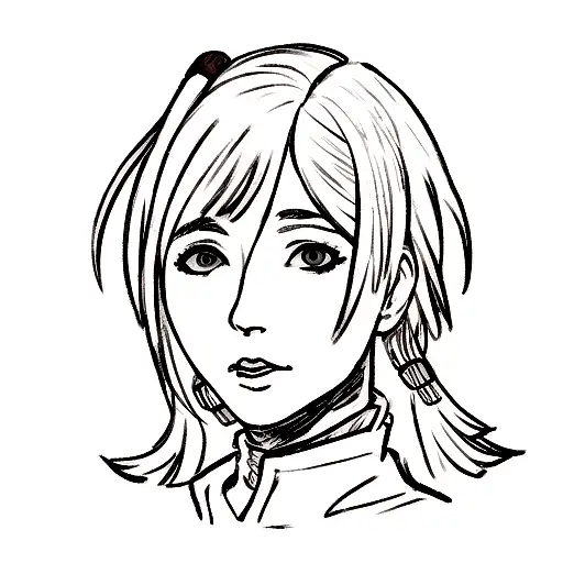 A realistic portrait of the client's favorite apex legends character surrounded by anime-inspired elements tattoo design idea