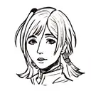 A realistic portrait of the client's favorite apex legends character surrounded by anime-inspired elements tattoo design idea