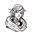 A realistic portrait of the client's favorite apex legends character surrounded by anime-inspired elements tattoo design idea