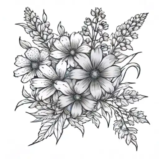 Idaho wildflowers tattoo design idea