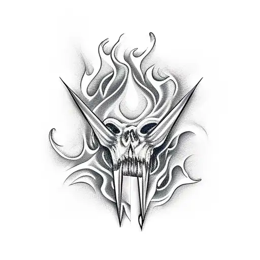 scissors in flame  tattoo design idea
