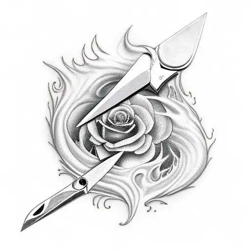 scissors in flame  tattoo design idea