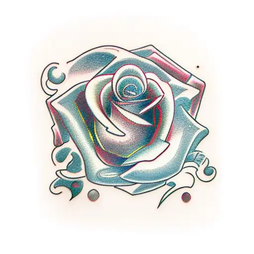 crystal with pistol and rose tattoo design idea