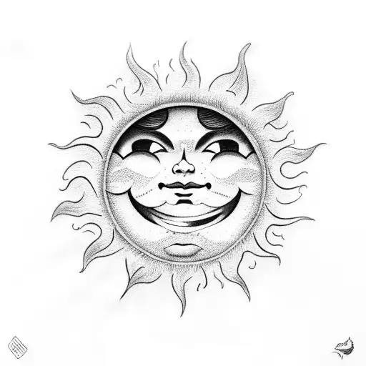 Smiling sun tattoo design idea