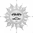 Smiling sun tattoo design idea