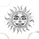 Smiling sun tattoo design idea