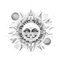 Smiling sun tattoo design idea