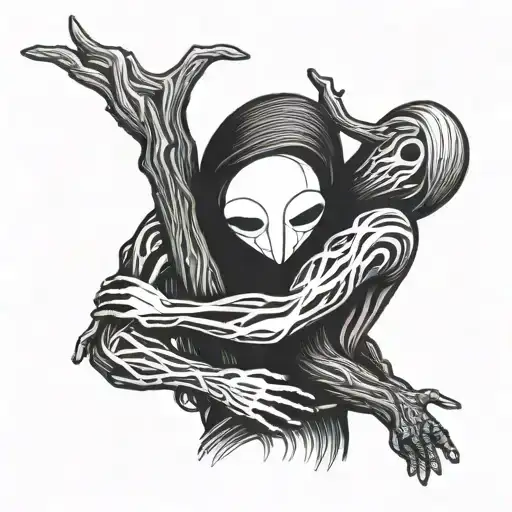 Two stickman hugging each other tattoo design idea
