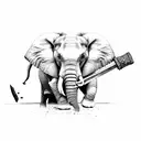 Elephant with a hammer tattoo design idea
