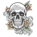 happy skull tattoo design idea