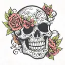 happy skull tattoo design idea