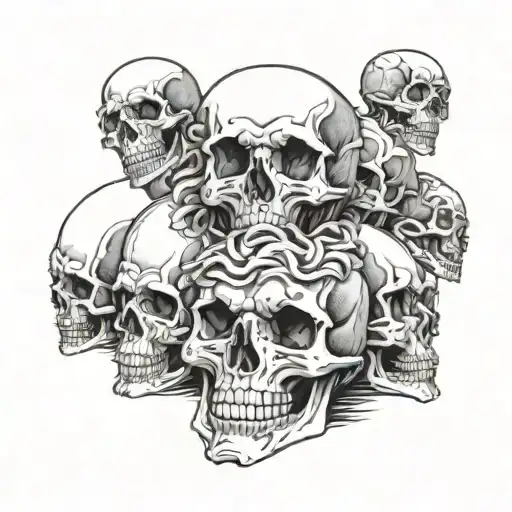 a pile of skulls instead tattoo design idea