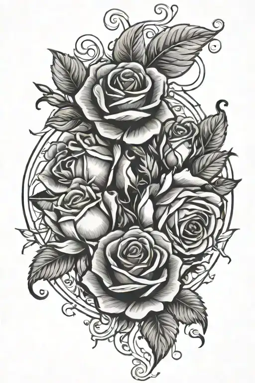 gemini zodiac and roses surrounded tattoo design idea