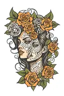 face of gemini zodiac and roses blooming tattoo design idea