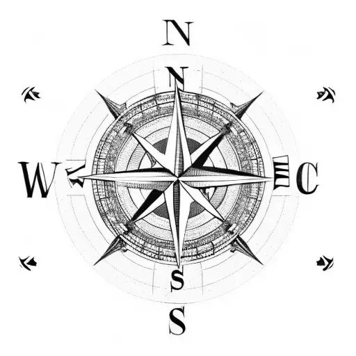 Compass with anchor and ships wheel  tattoo design idea