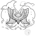 A minimalist tattoo of Icarus flying towards the sun with open book pages as wings tattoo design idea