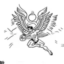 A minimalist tattoo of Icarus flying towards the sun with open book pages as wings tattoo design idea