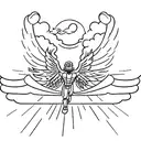 A minimalist tattoo of Icarus flying towards the sun with open book pages as wings tattoo design idea